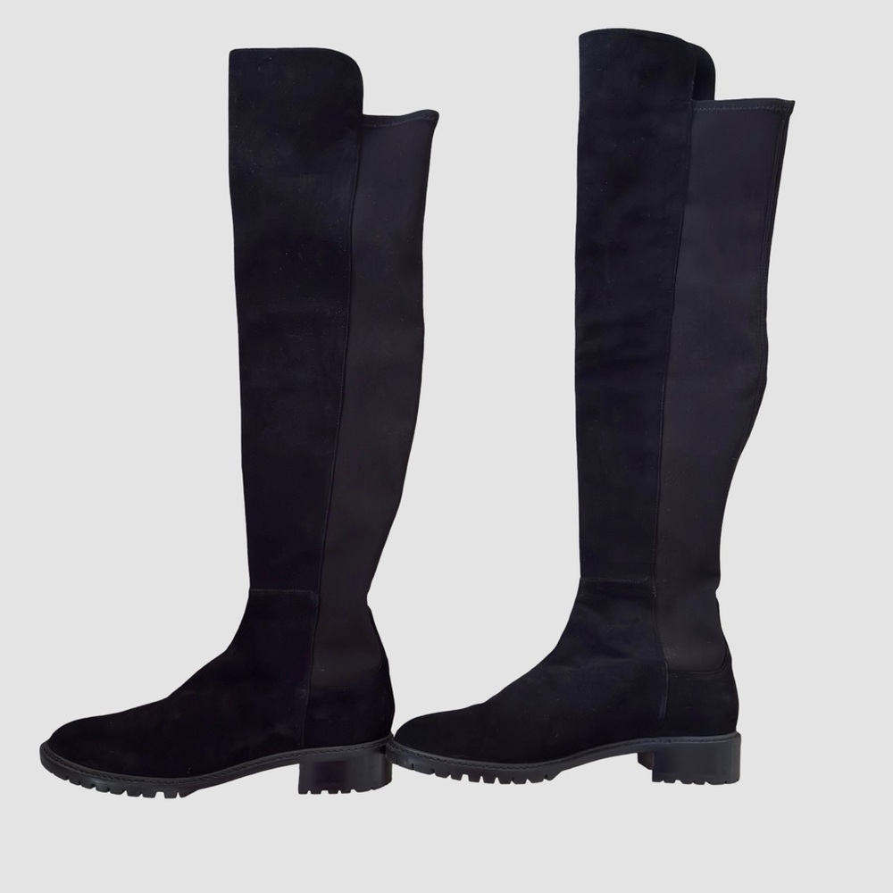 Stuart Weitzman 5050 Black Suede Over The Knee Flat City Boot US9.5 B ($1024)